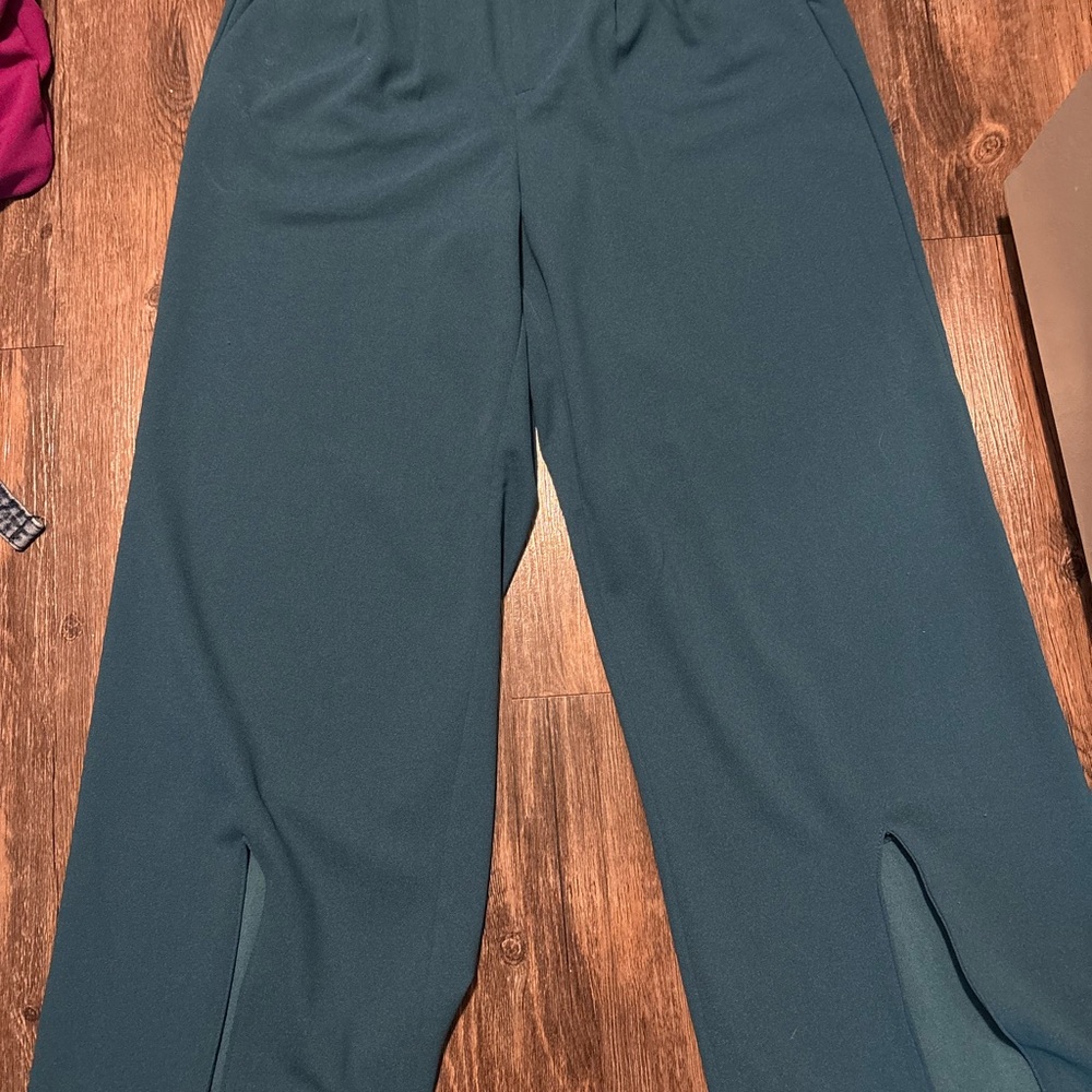 Teal Wide-Leg Pants